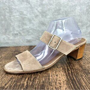 Gravati Mitchells Slide Sandals 10.5 Toast Suede Leather 2 Strap Buckles Italian